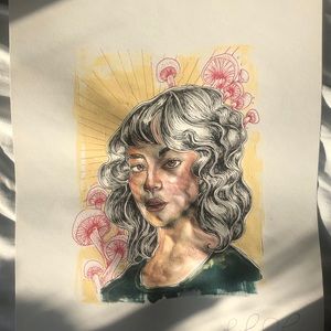 Original art 11”x14” mushrooms portrait